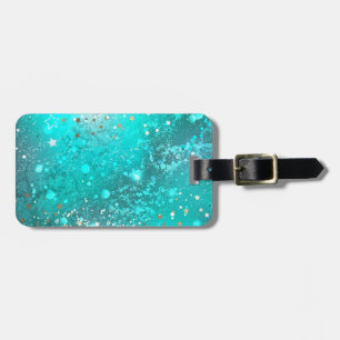Mint Turquoise Foil Background Luggage Tag