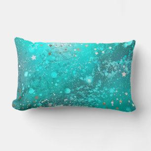 Mint Turquoise Foil Background Lumbar Pillow