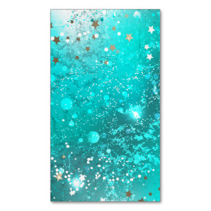 Mint Turquoise Foil Background Magnetic Business Card