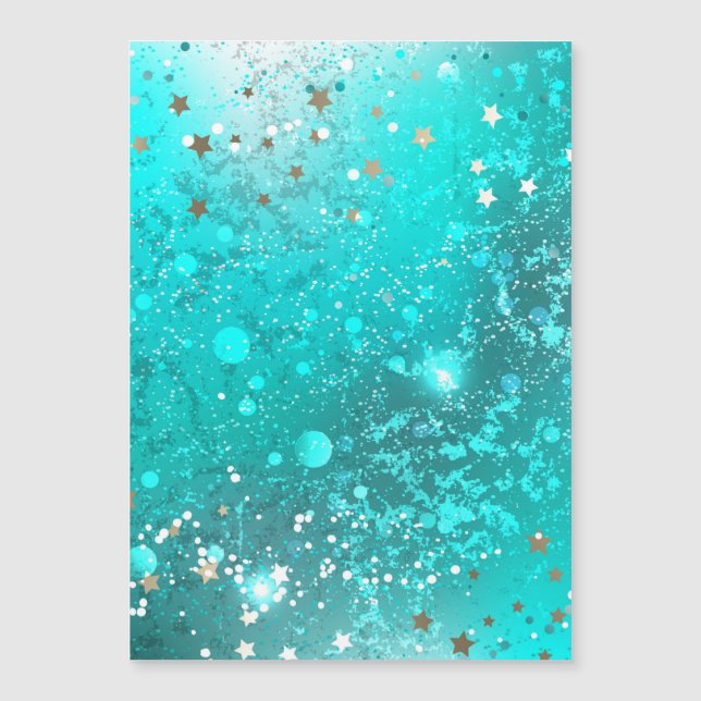 Mint Turquoise Foil Background Magnetic Invitation (Front)