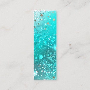 Mint Turquoise Foil Background Mini Business Card