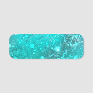 Mint Turquoise Foil Background Name Tag
