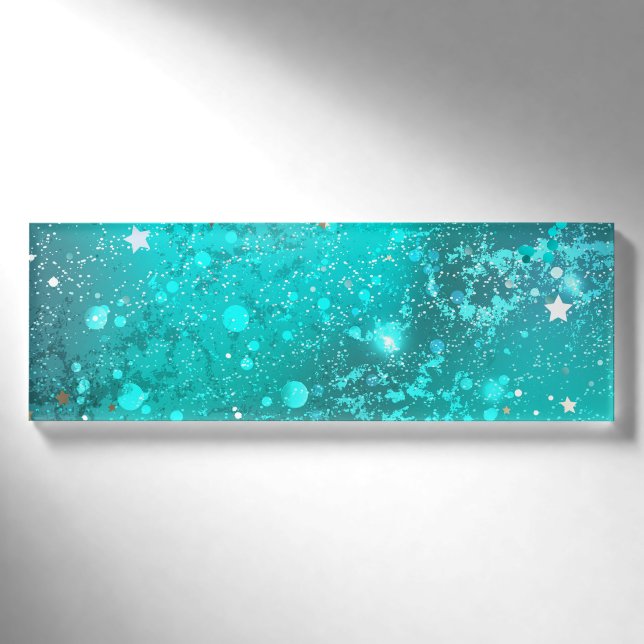 Mint Turquoise Foil Background Name Tag (Front)
