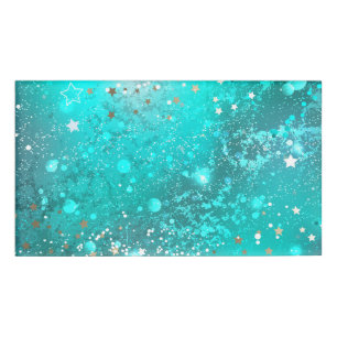 Mint Turquoise Foil Background Name Tag