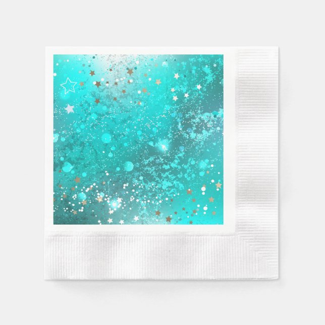 Mint Turquoise Foil Background Napkin (Front)