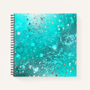 Mint Turquoise Foil Background Notebook