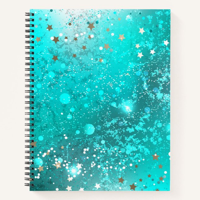 Mint Turquoise Foil Background Notebook (Front)