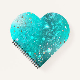 Mint Turquoise Foil Background Notebook