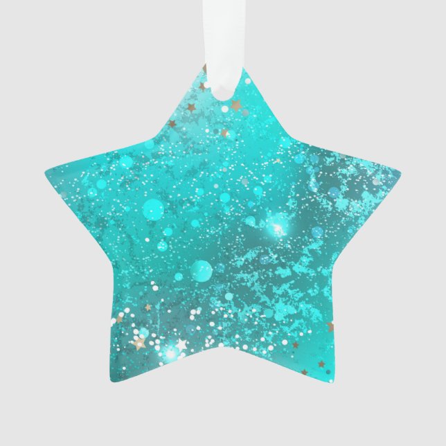Mint Turquoise Foil Background Ornament (Front)