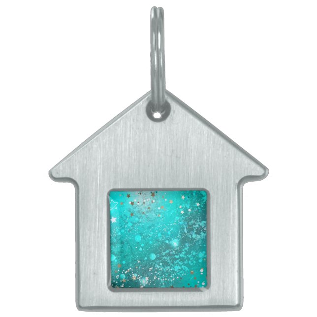 Mint Turquoise Foil Background Pet ID Tag (Front)