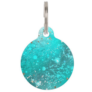 Mint Turquoise Foil Background Pet Tag