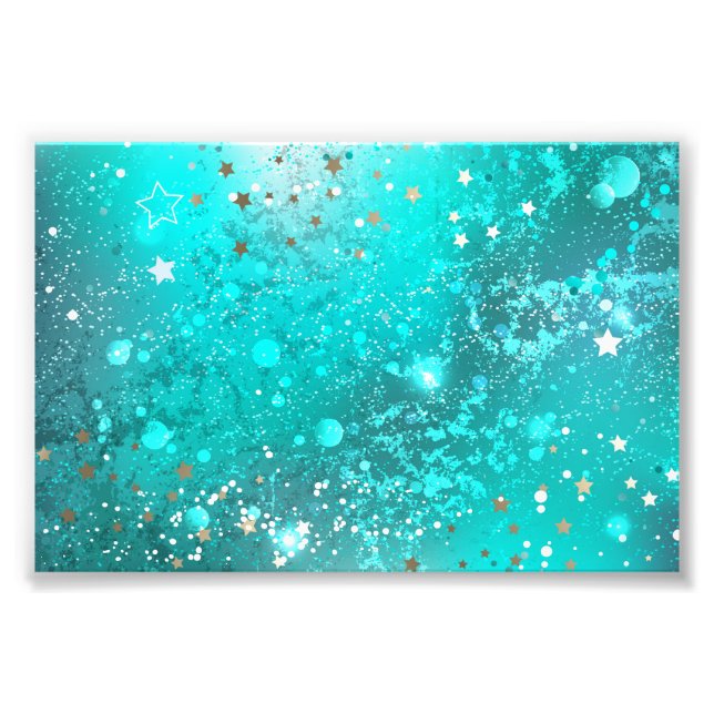 Mint Turquoise Foil Background Photo Print (Front)