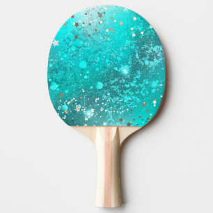 Mint Turquoise Foil Background Ping Pong Paddle