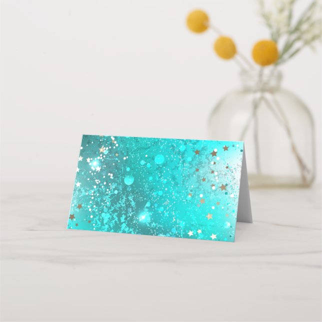 Mint Turquoise Foil Background Place Card (Front)