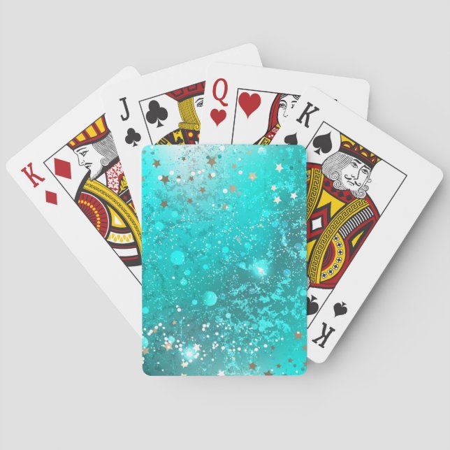 Mint Turquoise Foil Background Playing Cards (Back)
