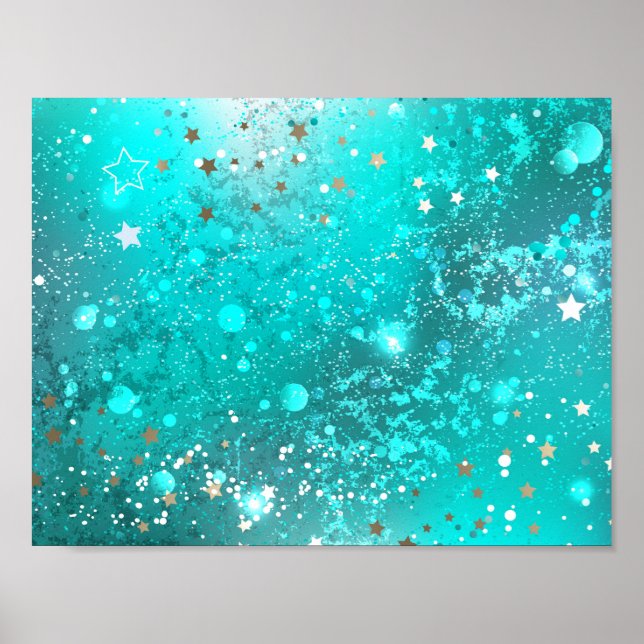 Mint Turquoise Foil Background Poster (Front)