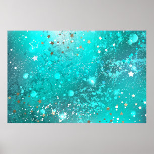 Mint Turquoise Foil Background Poster