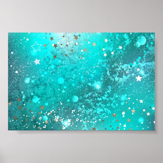 Mint Turquoise Foil Background Poster (Front)