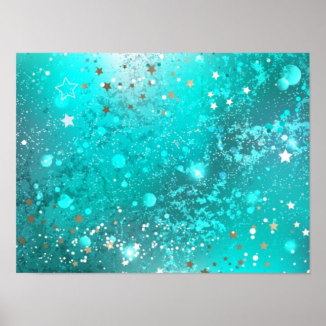 Mint Turquoise Foil Background Poster (Front)