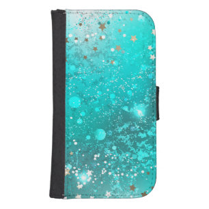 Mint Turquoise Foil Background Samsung S4 Wallet Case