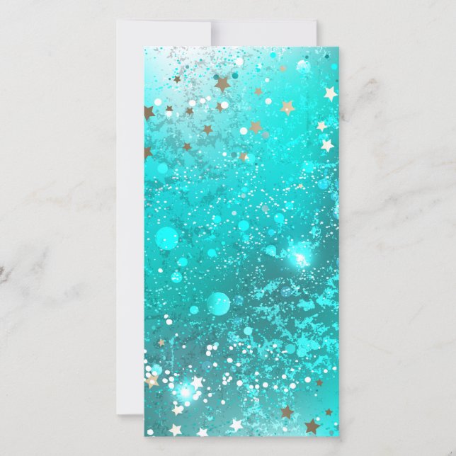 Mint Turquoise Foil Background Save The Date (Front)