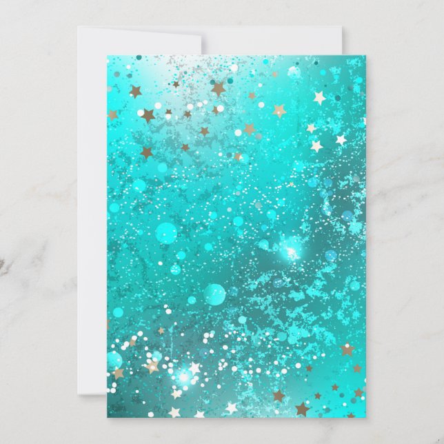 Mint Turquoise Foil Background Save The Date (Front)