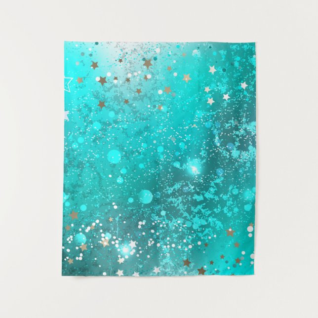 Mint Turquoise Foil Background Tapestry (Front)