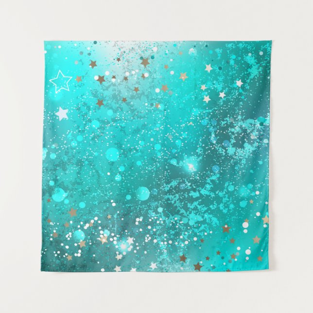 Mint Turquoise Foil Background Tapestry (Front)