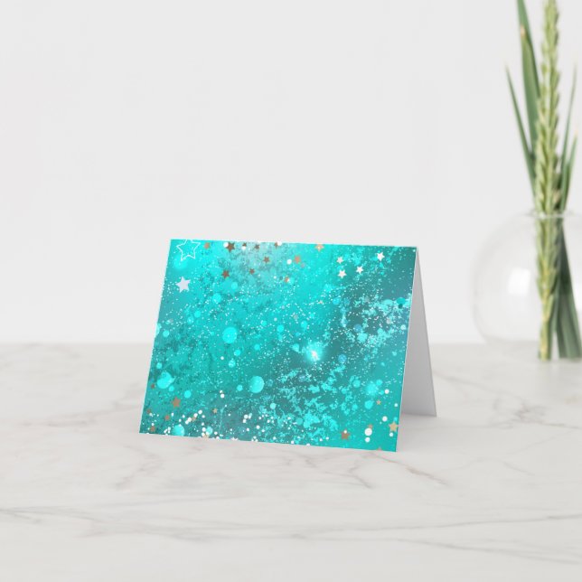 Mint Turquoise Foil Background Thank You Card (Front)