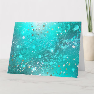 Mint Turquoise Foil Background Thank You Card