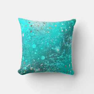 Mint Turquoise Foil Background Throw Pillow