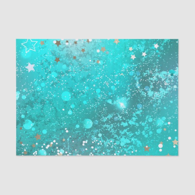 Mint Turquoise Foil Background Tissue Paper (Front)