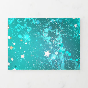 Mint Turquoise Foil Background Tri-Fold Card