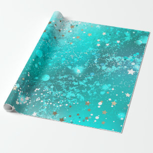 Mint Turquoise Foil Background Wrapping Paper