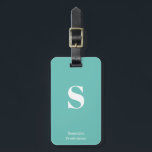 Mint Turquoise Green Monogram Stylish Typewriter L Luggage Tag<br><div class="desc">Modern Mint Turquoise Green Monogram Stylish Typewriter Luggage Tag for your travels and vacation,  customize this stylish bag tag it with your own initial monogram and name.</div>