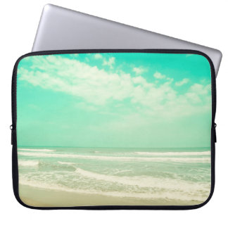 Mint turquoise retro beach background,vintage,beac laptop sleeve