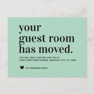 Mint Typography Guest Room Moving Announcement