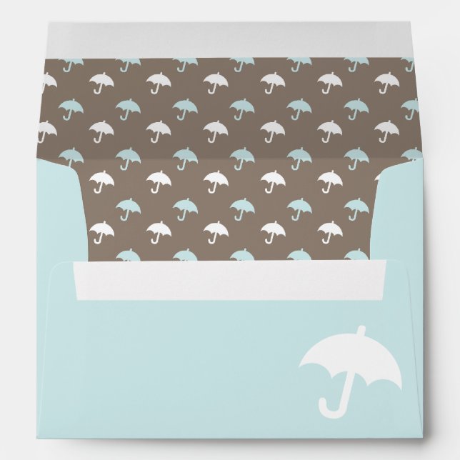 Mint Umbrella Baby Shower Envelopes (Back (Bottom))