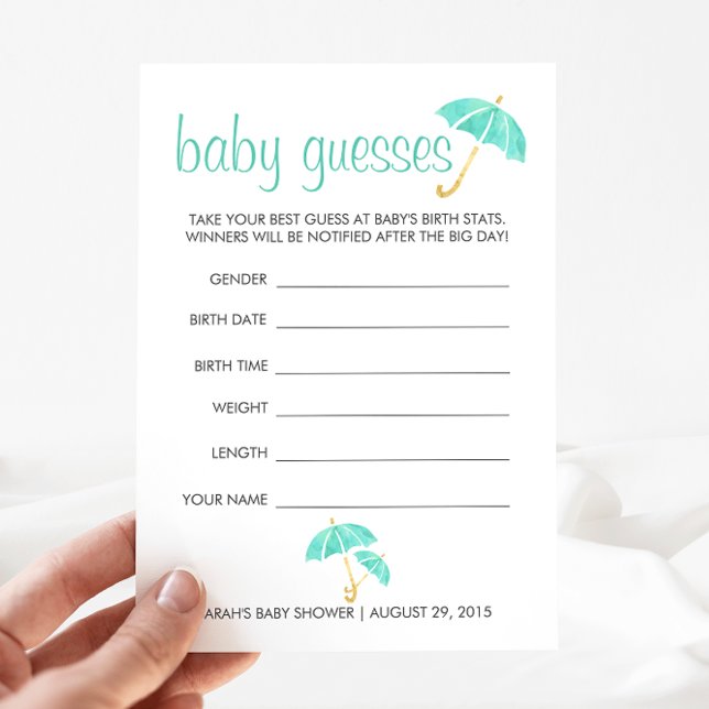 Mint Umbrellas Baby Shower Guessing Game (Creator Uploaded)