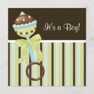 Mint Vert Bleu Brown bébé garçon douche Invitation