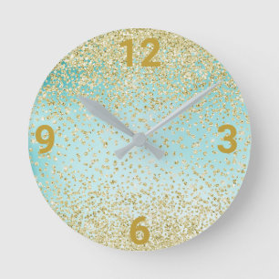 Mint Vert or cristal moderne horloge murale