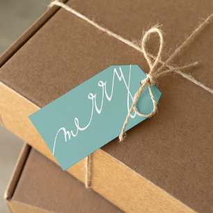 Mint Very Merry Custom Photo Christmas  Gift Tags