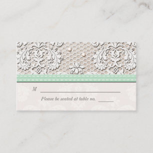 Mint Vintage Lace Wedding Seating Place Cards