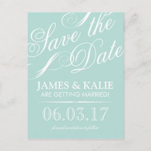 Mint Vintage Script Save the Date Announcement Postcard