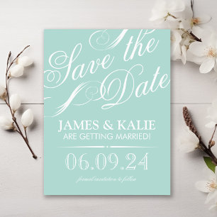 Mint Vintage Script Save the Date Announcement Postcard