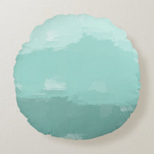 Mint Watercolor Ombre Round Pillow