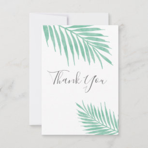 Mint Watercolor Palm Fronds Thank You Card