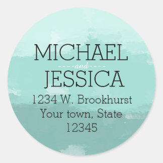 Mint Watercolor Personalized Classic Round Sticker