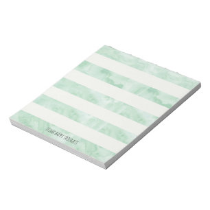 Mint Watercolor Stripes Personalized Notepad