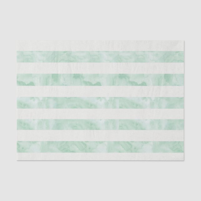 Mint Watercolor Stripes Tissue Paper (Front)